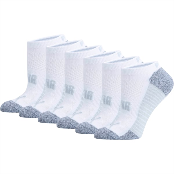 Women's 1/2 Terry Low Cut Socks [6 Pack], WHITE / GREY, extralarge